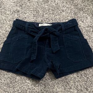 Elegant Dark Blue Shorts with Tie Belt